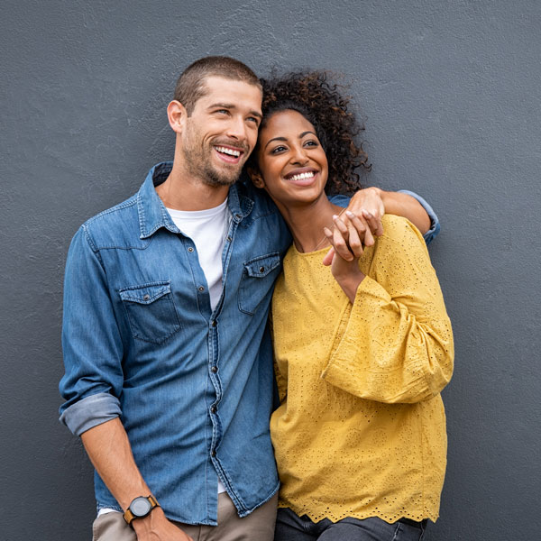 young couple smiling